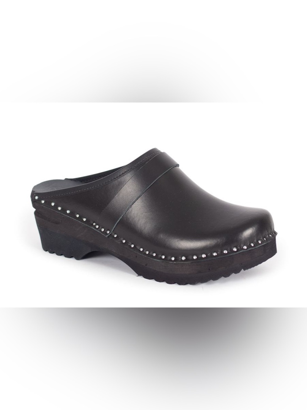 Black Stud-Trim Slip-On Clog for Women